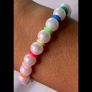 Clay flat bead bracelet handmade